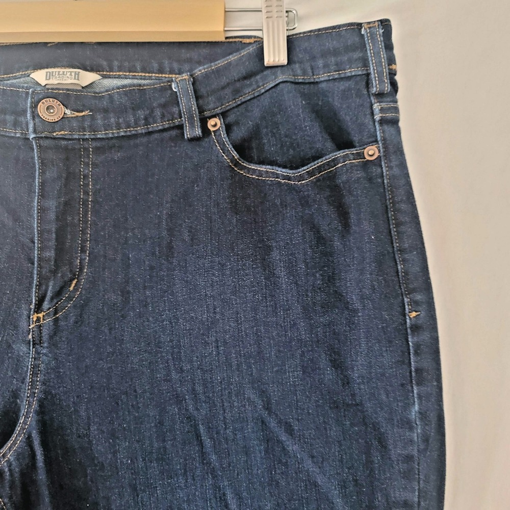 Duluth Trading Co Womens Daily Denim Bootcut Jeans Dark Indigo‎ Blue 18 x 33
